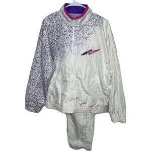 Fila Vintage Women’s Sport Suit Set Abstract Geometric Color Block White L 14
